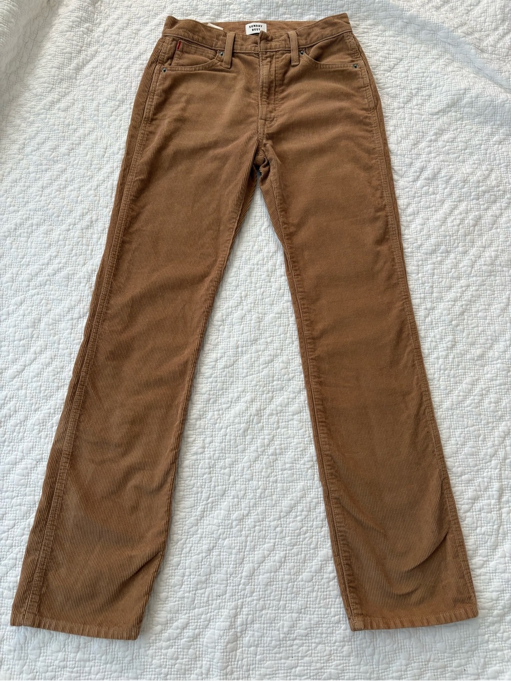 Aritzia Sunday Best Light Brown Corduroy straight jeans size 2. Great shape!